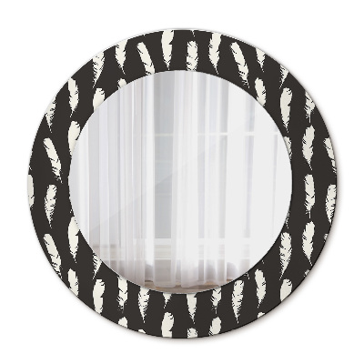 Round wall mirror decor Feathers