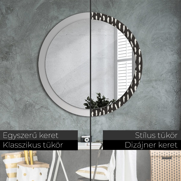 Round wall mirror decor Feathers