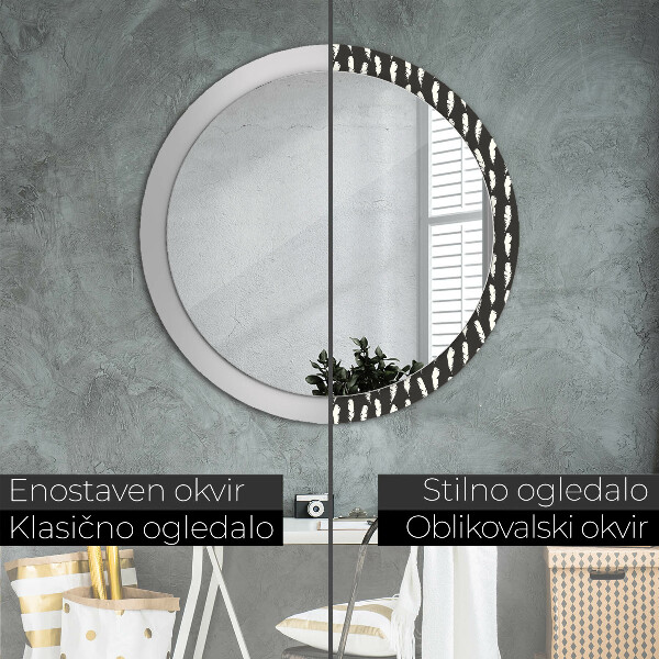 Round wall mirror decor Feathers
