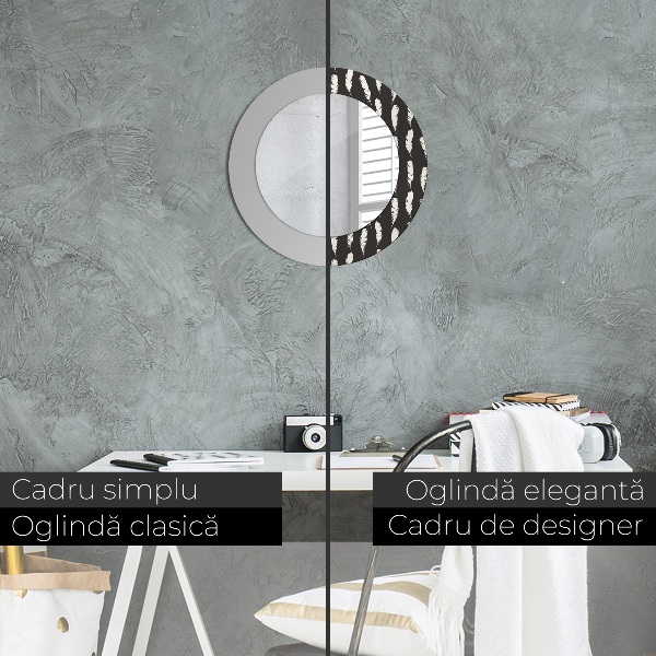 Round wall mirror decor Feathers