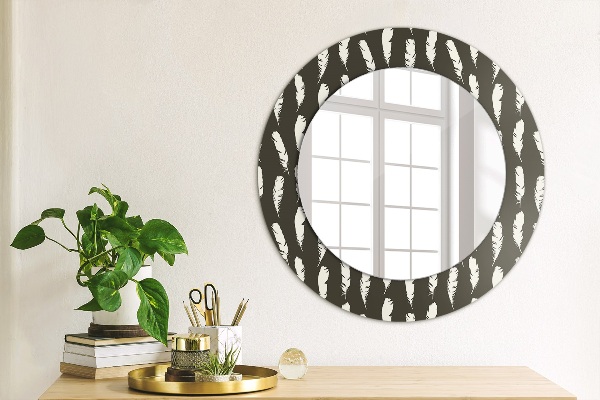 Round wall mirror decor Feathers