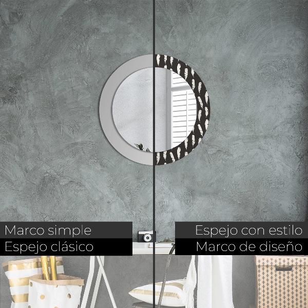 Round wall mirror decor Feathers
