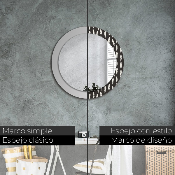 Round wall mirror decor Feathers