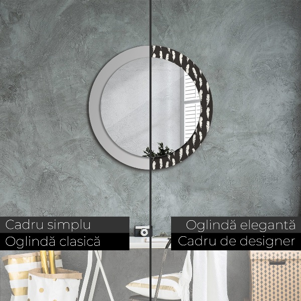 Round wall mirror decor Feathers