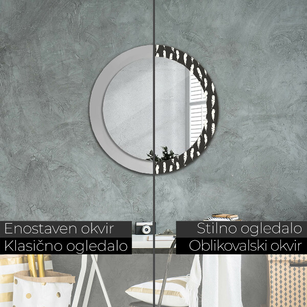 Round wall mirror decor Feathers