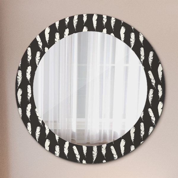 Round wall mirror decor Feathers
