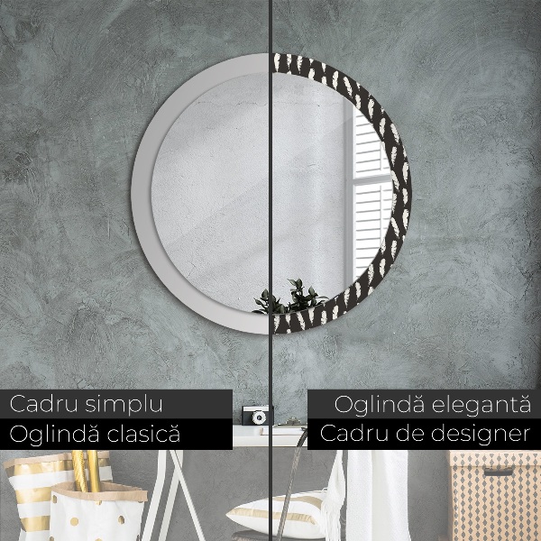 Round wall mirror decor Feathers