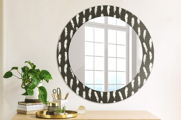 Round wall mirror decor Feathers