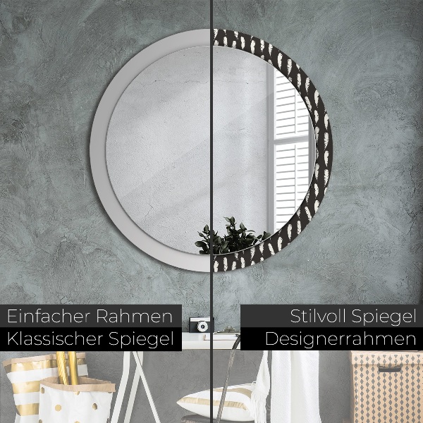 Round wall mirror decor Feathers