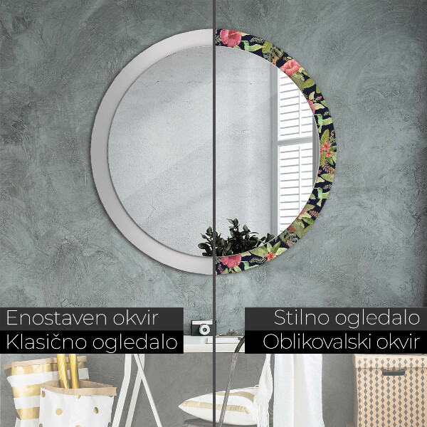Round wall mirror decor Hibiscus flowers