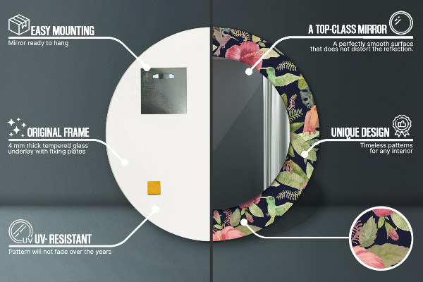 Round wall mirror decor Hibiscus flowers