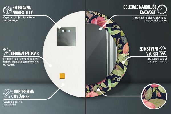 Round wall mirror decor Hibiscus flowers