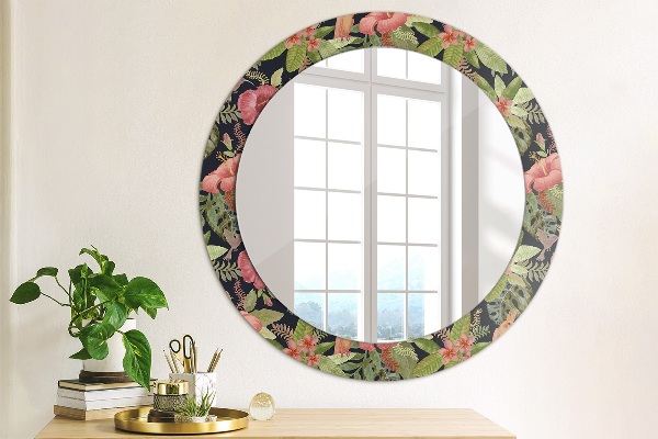 Round wall mirror decor Hibiscus flowers