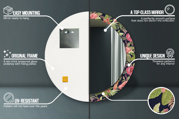 Round wall mirror decor Hibiscus flowers