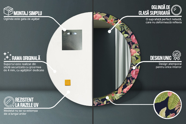 Round wall mirror decor Hibiscus flowers