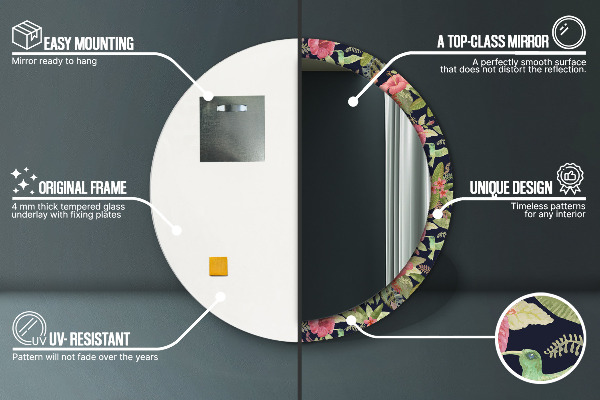 Round wall mirror decor Hibiscus flowers