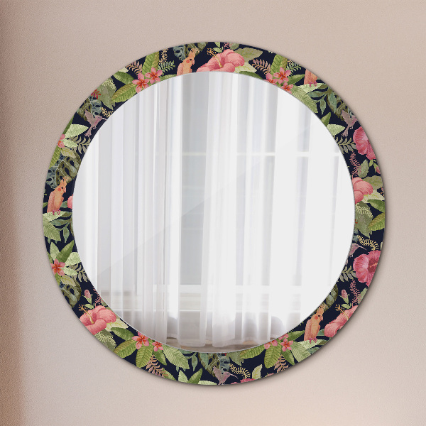 Round wall mirror decor Hibiscus flowers