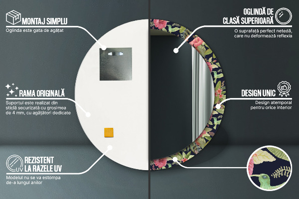 Round wall mirror decor Hibiscus flowers