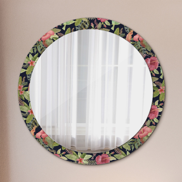 Round wall mirror decor Hibiscus flowers