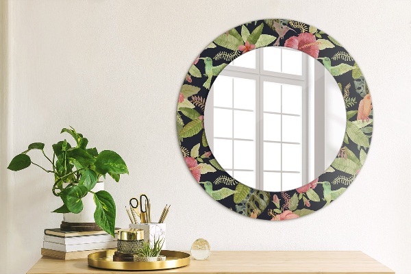 Round wall mirror decor Hibiscus flowers