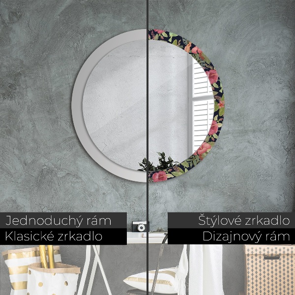 Round wall mirror decor Hibiscus flowers
