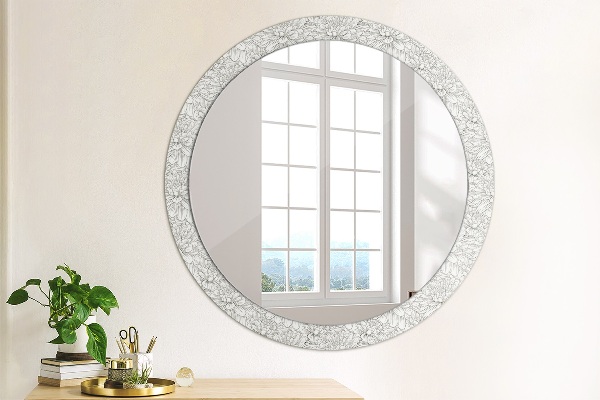 Round wall mirror decor Lotos flowers