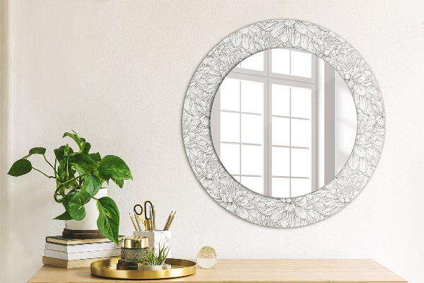 Round wall mirror decor Lotos flowers