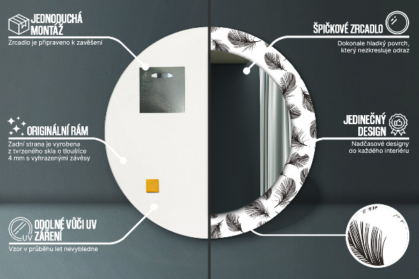 Round wall mirror decor Feathers