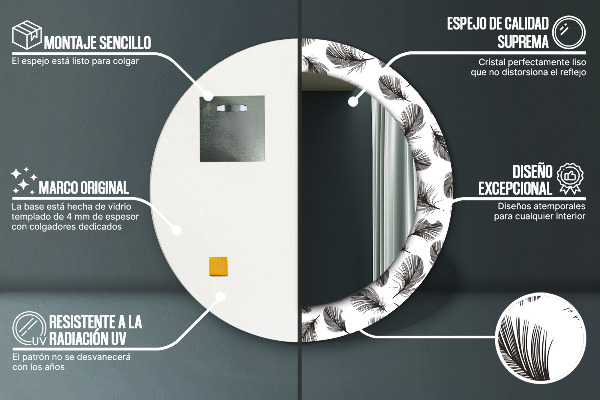 Round wall mirror decor Feathers