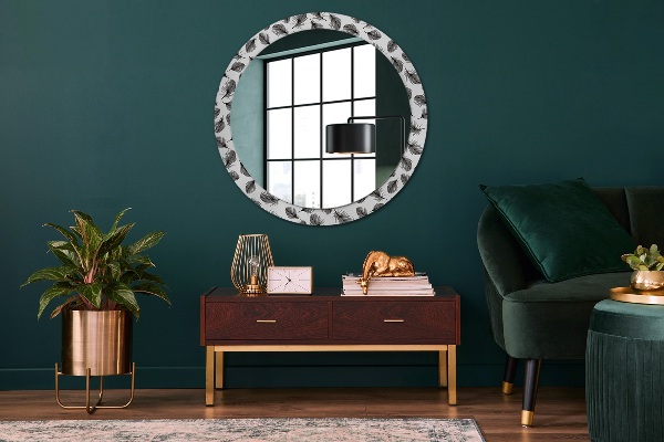 Round wall mirror decor Feathers