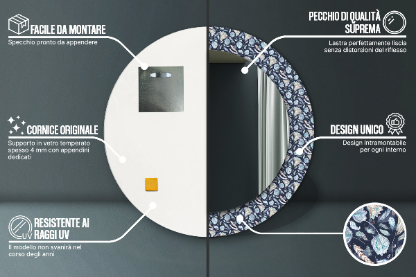 Round wall mirror decor Boho pattern