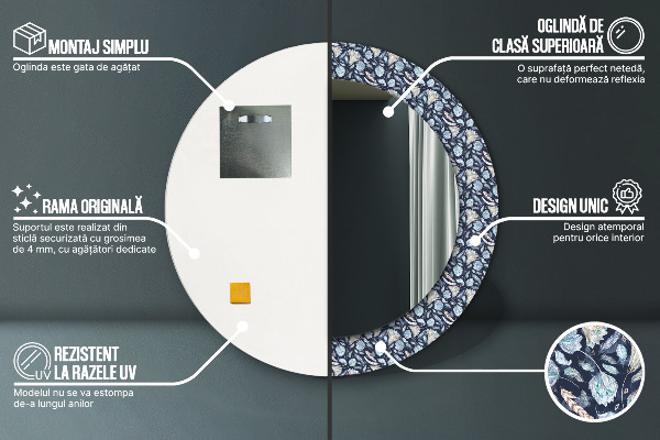 Round wall mirror decor Boho pattern