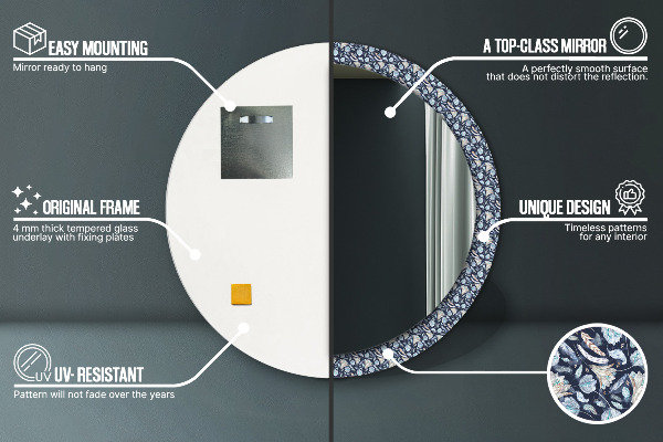 Round wall mirror decor Boho pattern