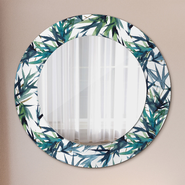 Round printed mirror Blue palm trees