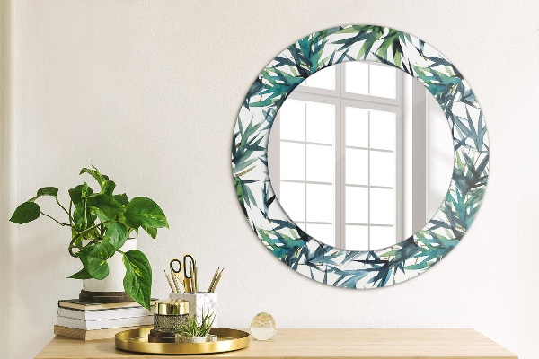 Round printed mirror Blue palm trees