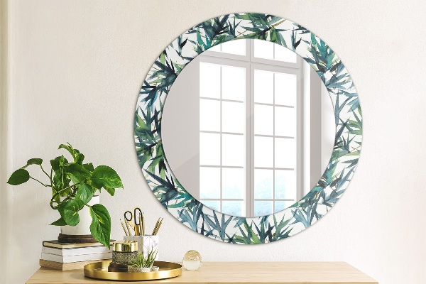 Round printed mirror Blue palm trees
