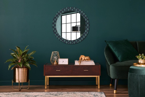 Round printed mirror Floral pattern