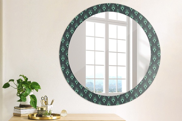 Round printed mirror Floral pattern