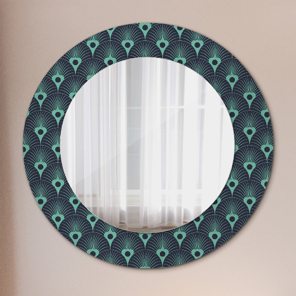 Round printed mirror Floral pattern