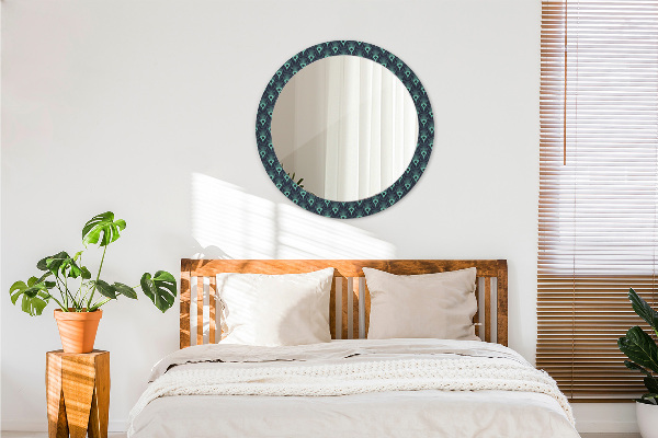 Round printed mirror Floral pattern