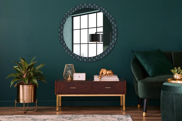 Round printed mirror Floral pattern