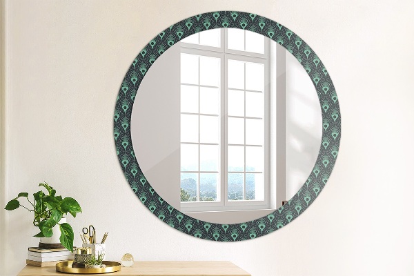 Round printed mirror Floral pattern