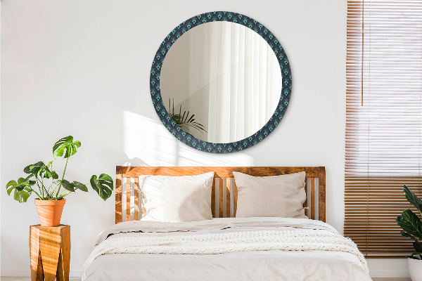 Round printed mirror Floral pattern