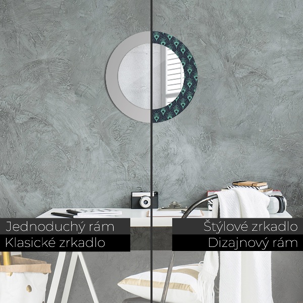 Round printed mirror Floral pattern