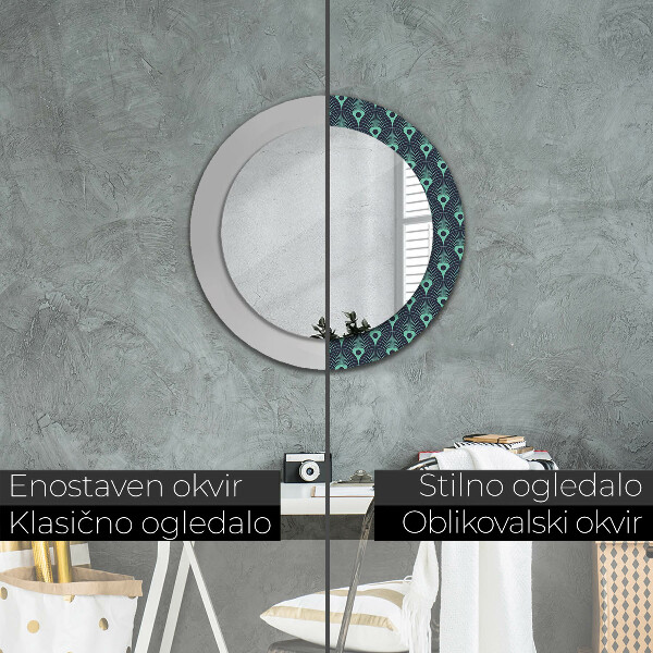 Round printed mirror Floral pattern