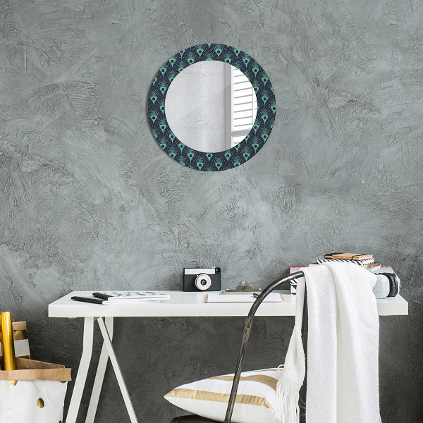 Round printed mirror Floral pattern