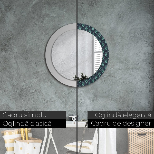 Round printed mirror Floral pattern