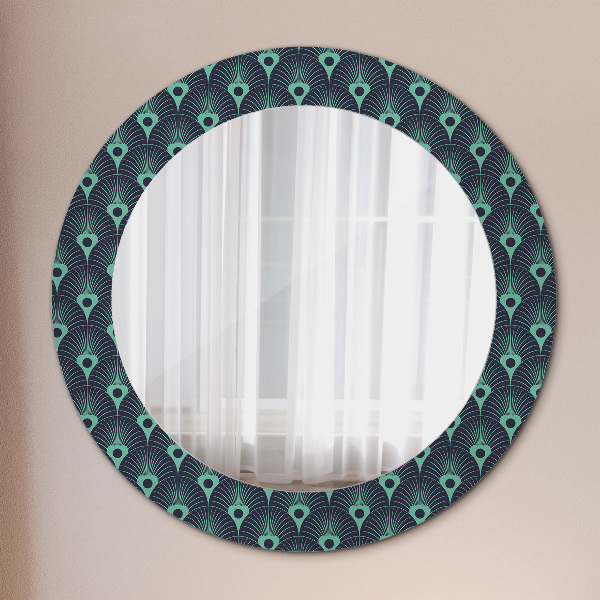 Round printed mirror Floral pattern