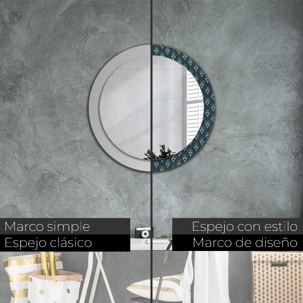 Round printed mirror Floral pattern