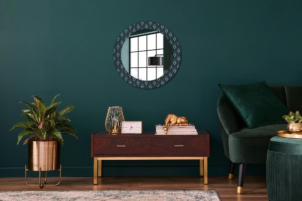 Round printed mirror Floral pattern